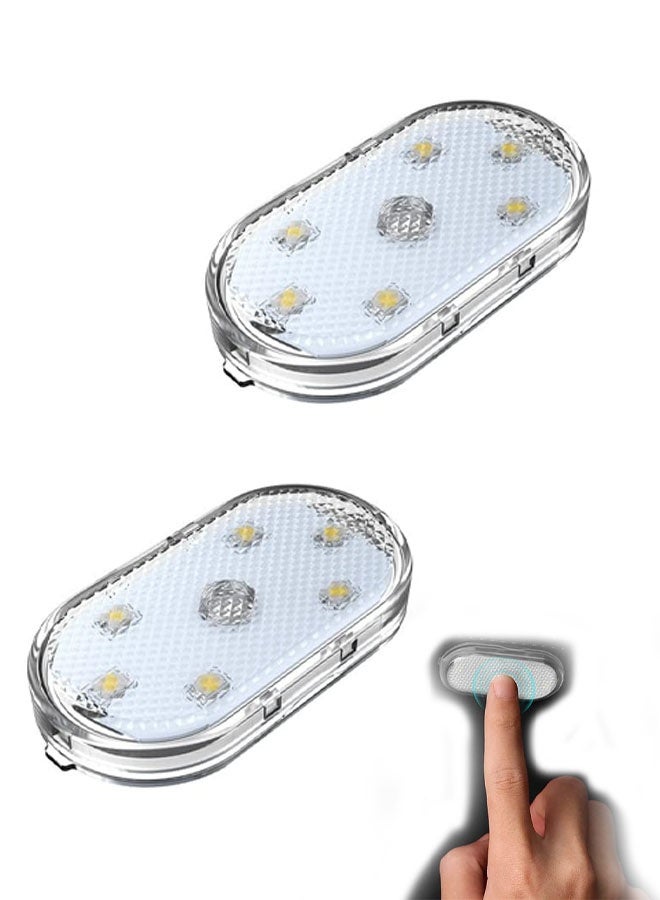 قطعتان من مصابيح LED الداخلية للسيارة، إضاءة داخلية بيضاء للسيارة، مصباح قراءة داخلي للسيارة قابل لإعادة الشحن عبر منفذ USB، مصابيح LED محمولة للسيارة - Image 1